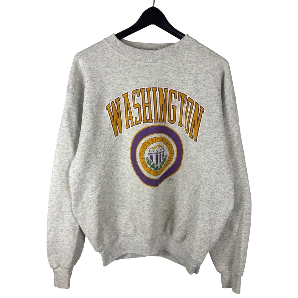 Vintage 90s University of Washington College Pullover Grey Hoodie Size XL